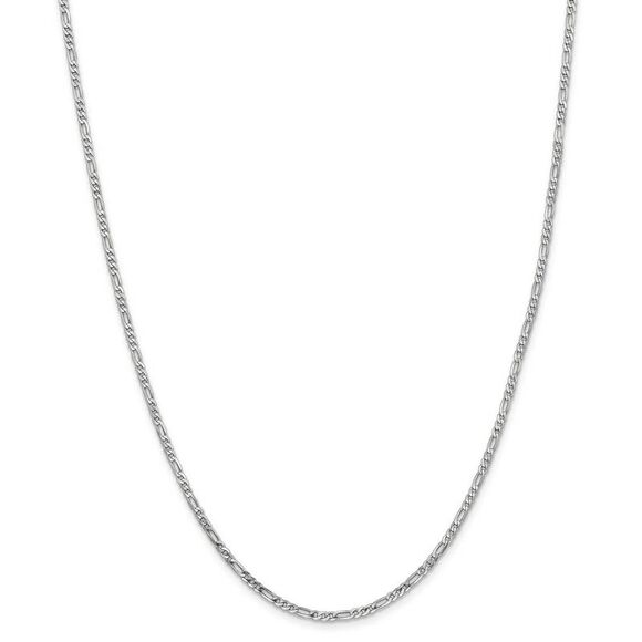 2.25mm, 14k White Gold, Flat Figaro Chain Necklace, 24 Inch - Picture 3 of 8